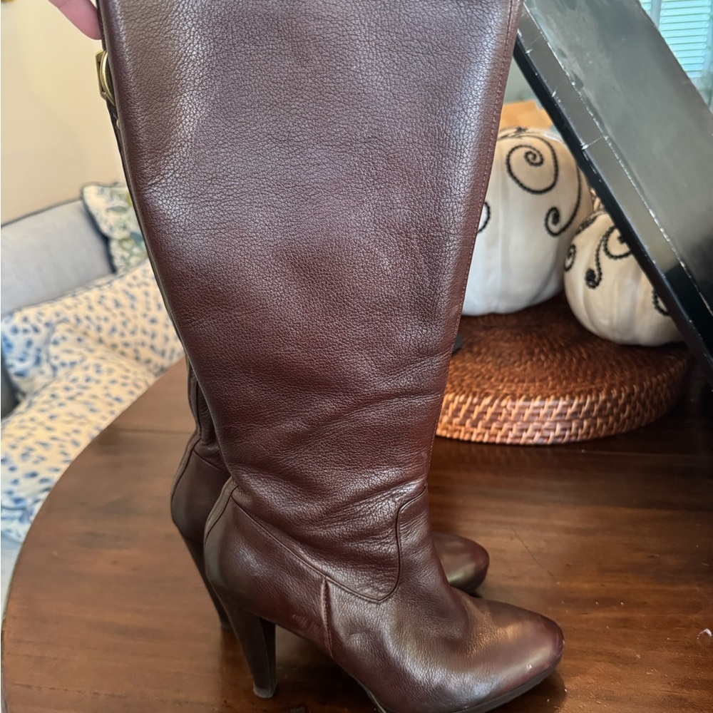 Banana Republic Dark Brown Heeled Boots- zip up